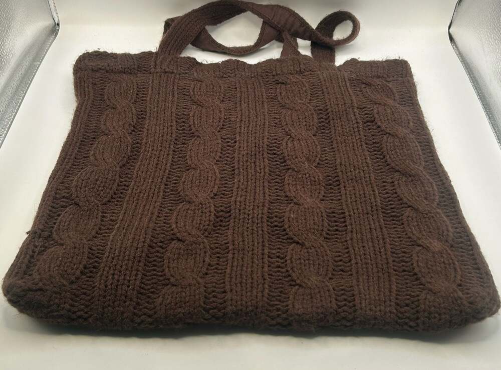 Cable Knit Brown Shoulder Boho Bag Sweater Tote Bag Cottage Fairy Grunge 90's